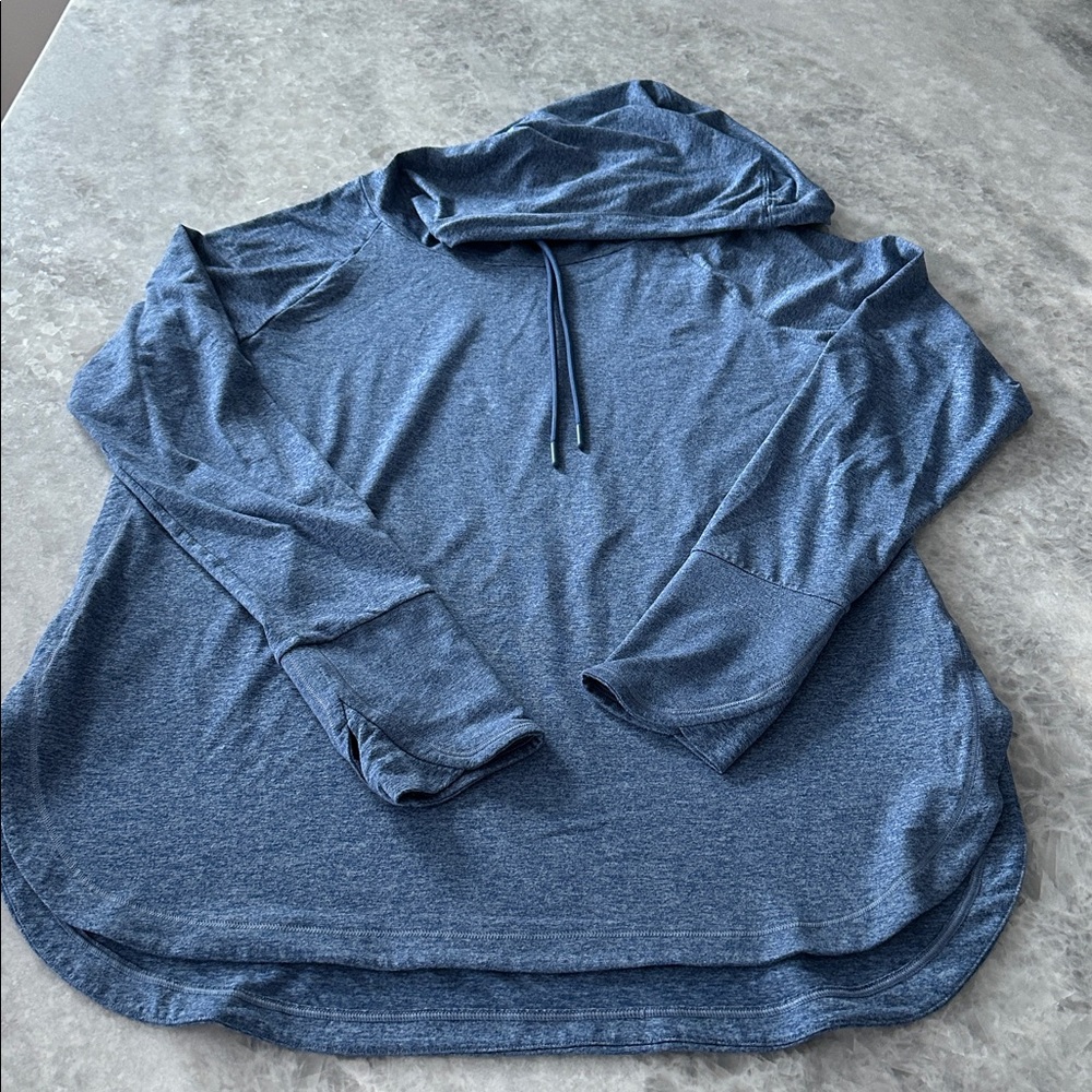 Athleta Uptempo Hoodie Sweatshirt, Heathered Blue, Size L